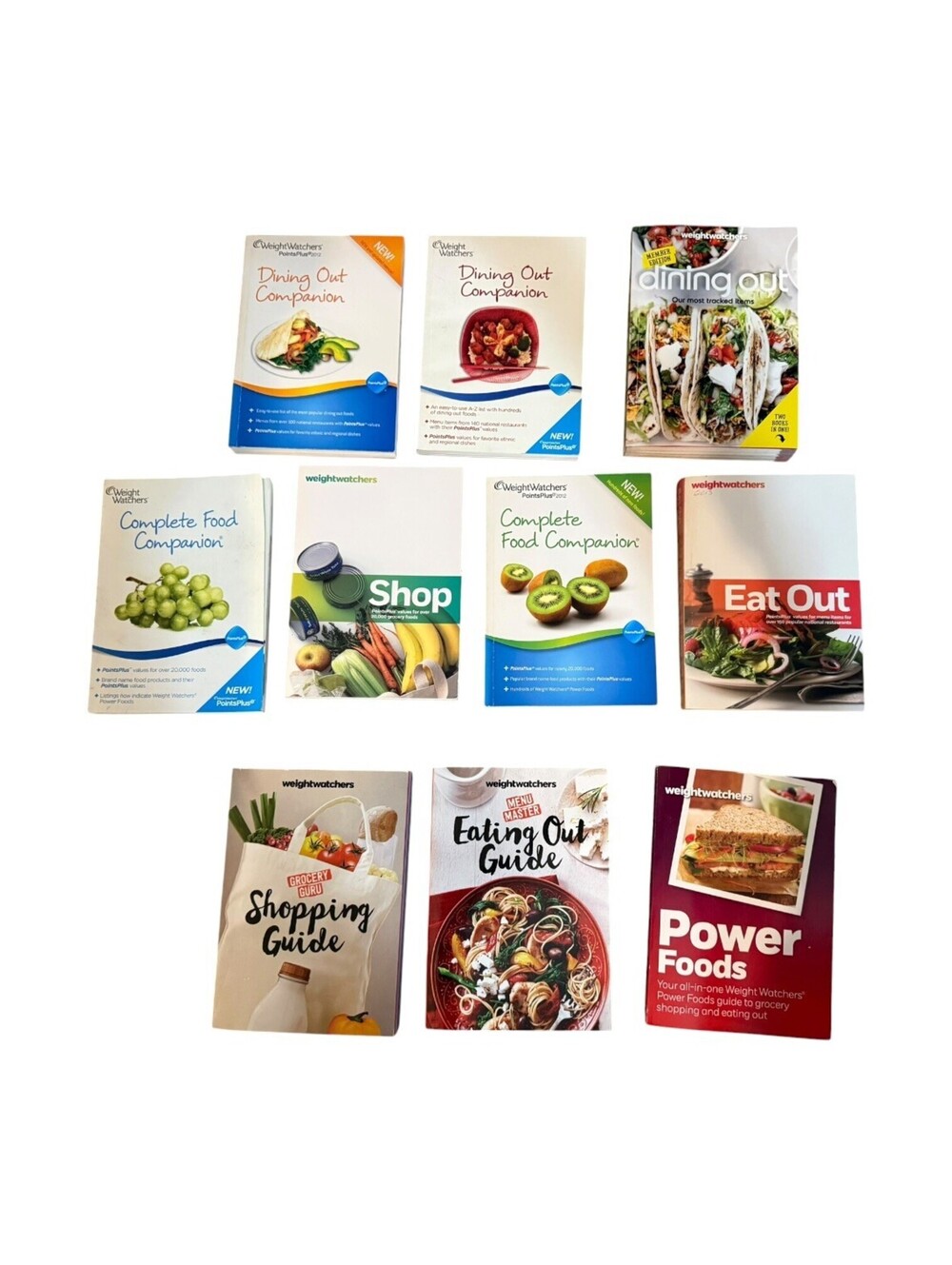 9pc Lot Weight Watchers Complete Food Companion & Dining Out Guide Book Set